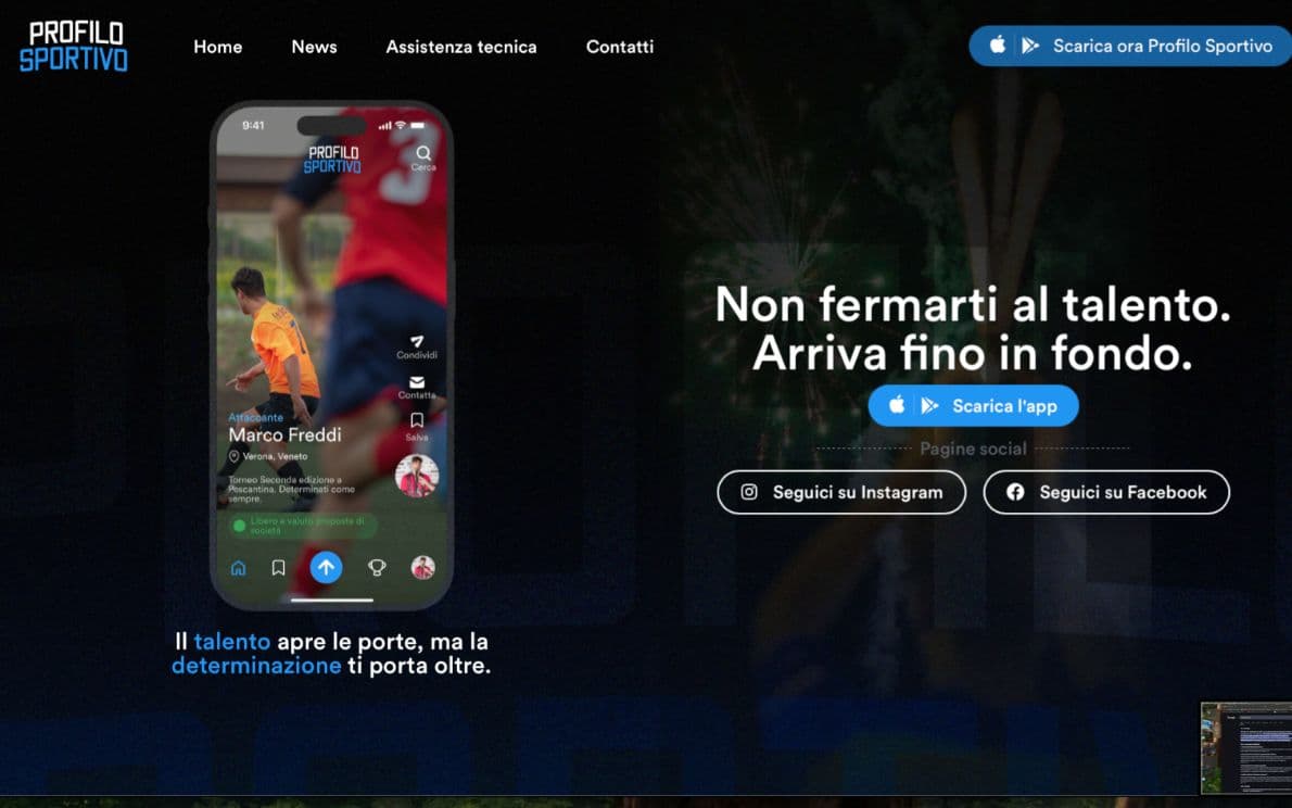 Profilo sportivo, la nuova rivoluzionaria app per scoprire i talenti nei dilettanti